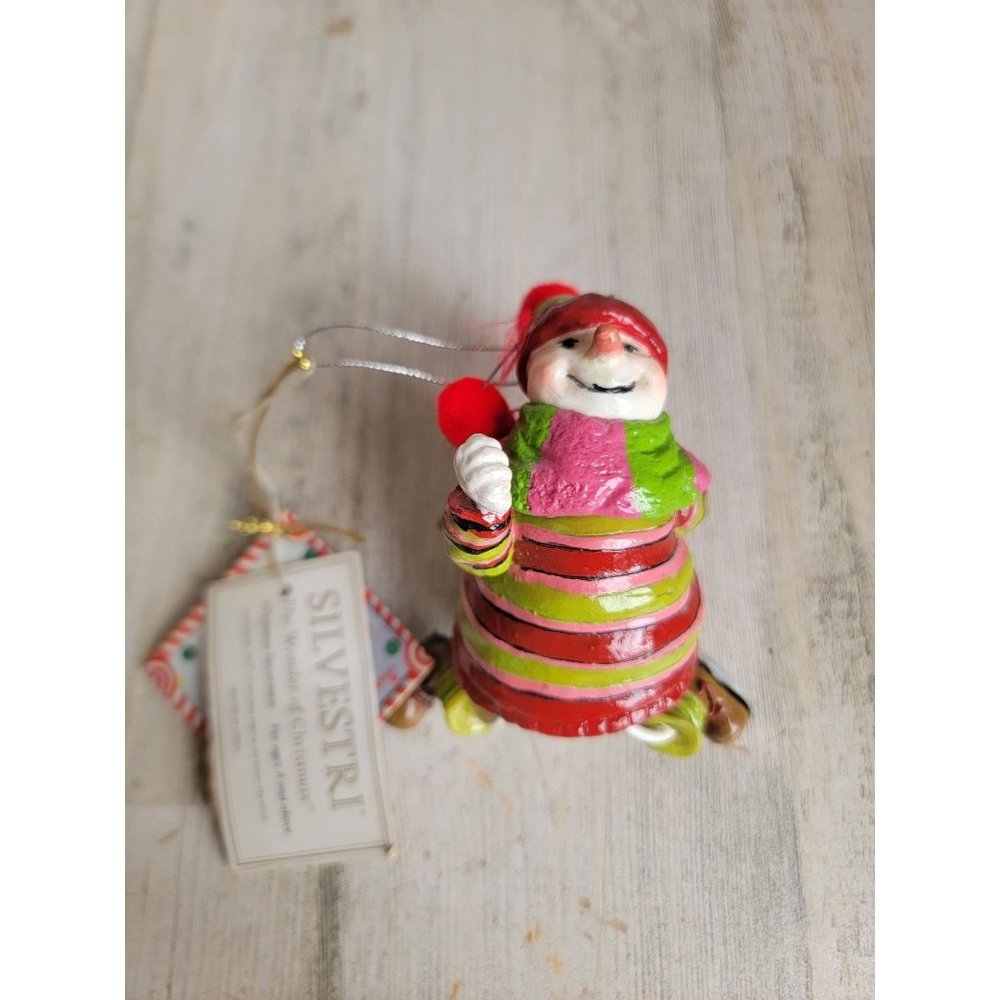 Silvestri snow woman ice skating snow business ornament Xmas pom pom